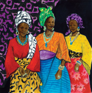  Yoruban Women 18x18              *
